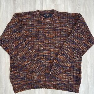 Lake Harmony USA Sweater Men's XL Vintage Knit Cotton Multi Color Textured